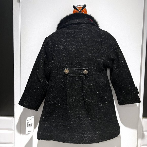 Jessica Simpson - Girls peacoat, faux-fur collar, sparkles in Black (Size 4) NWT - Picture 3 of 4